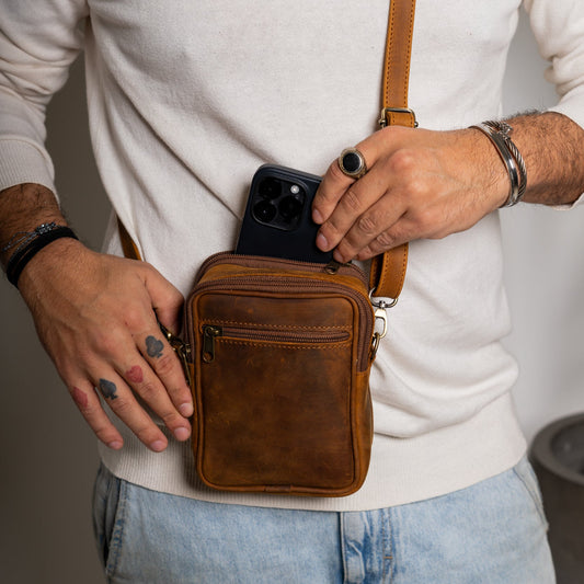 Leather Crossbody Bag Men Pericles