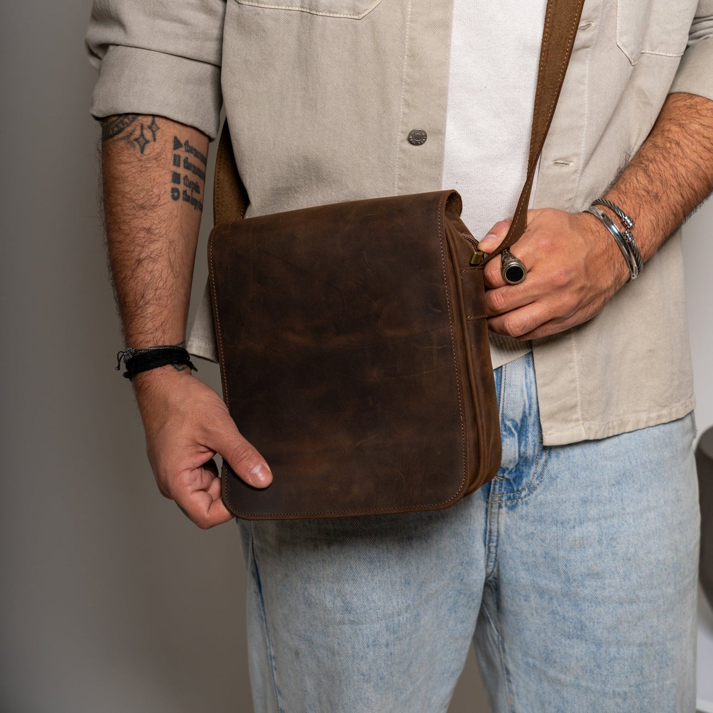 Leather Crossbody Bag Men Lycurgus