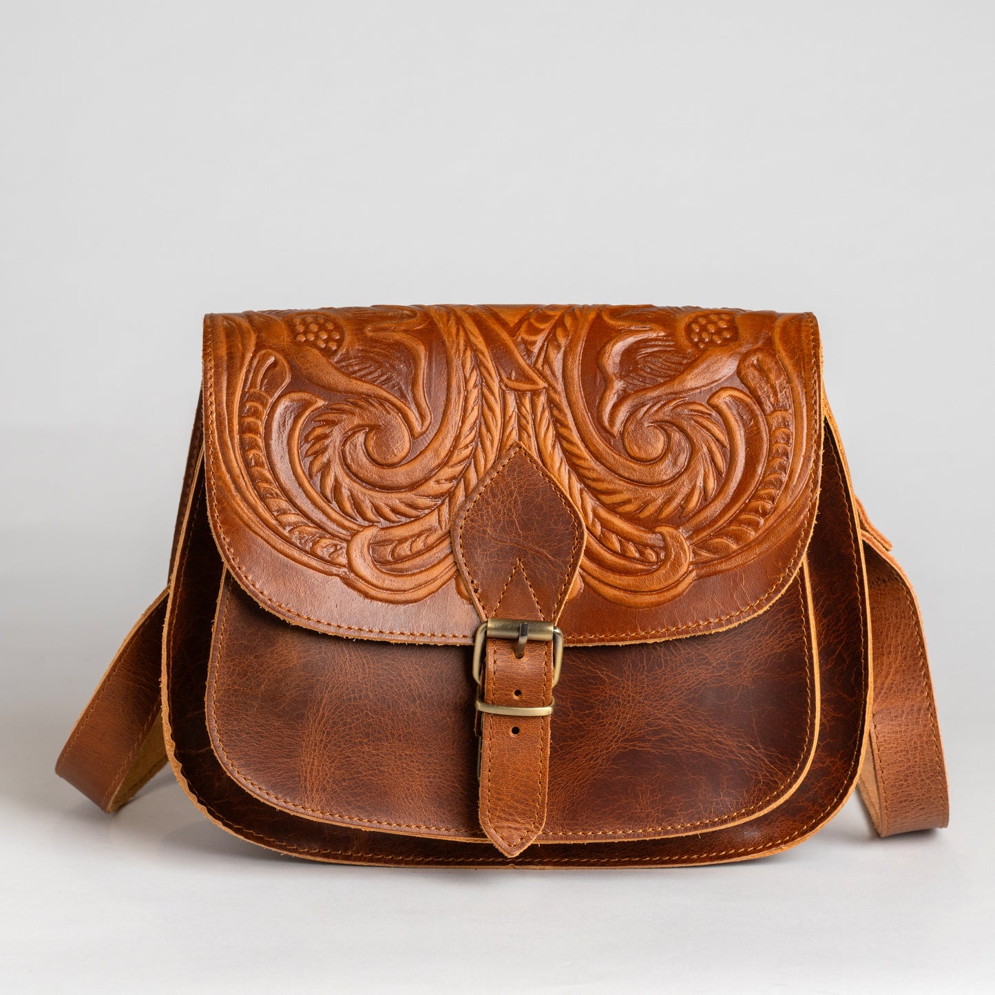 Tooled Leather Crossbody Bag Penelope