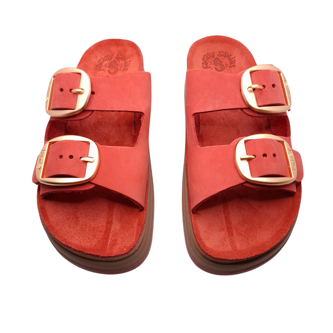 Leather Sandals Women Zefi Coral