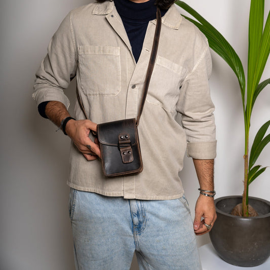 Leather Crossbody Bag Men Leonidas