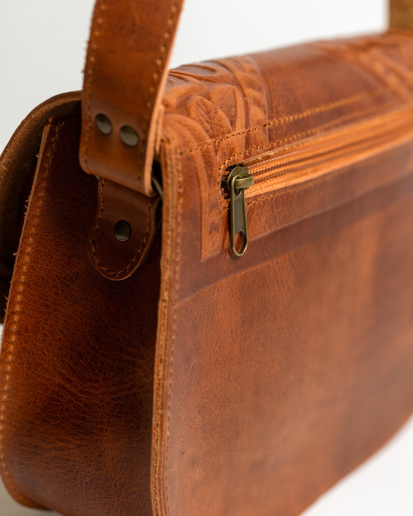 Leather Crossbody Bag Tooled Electra