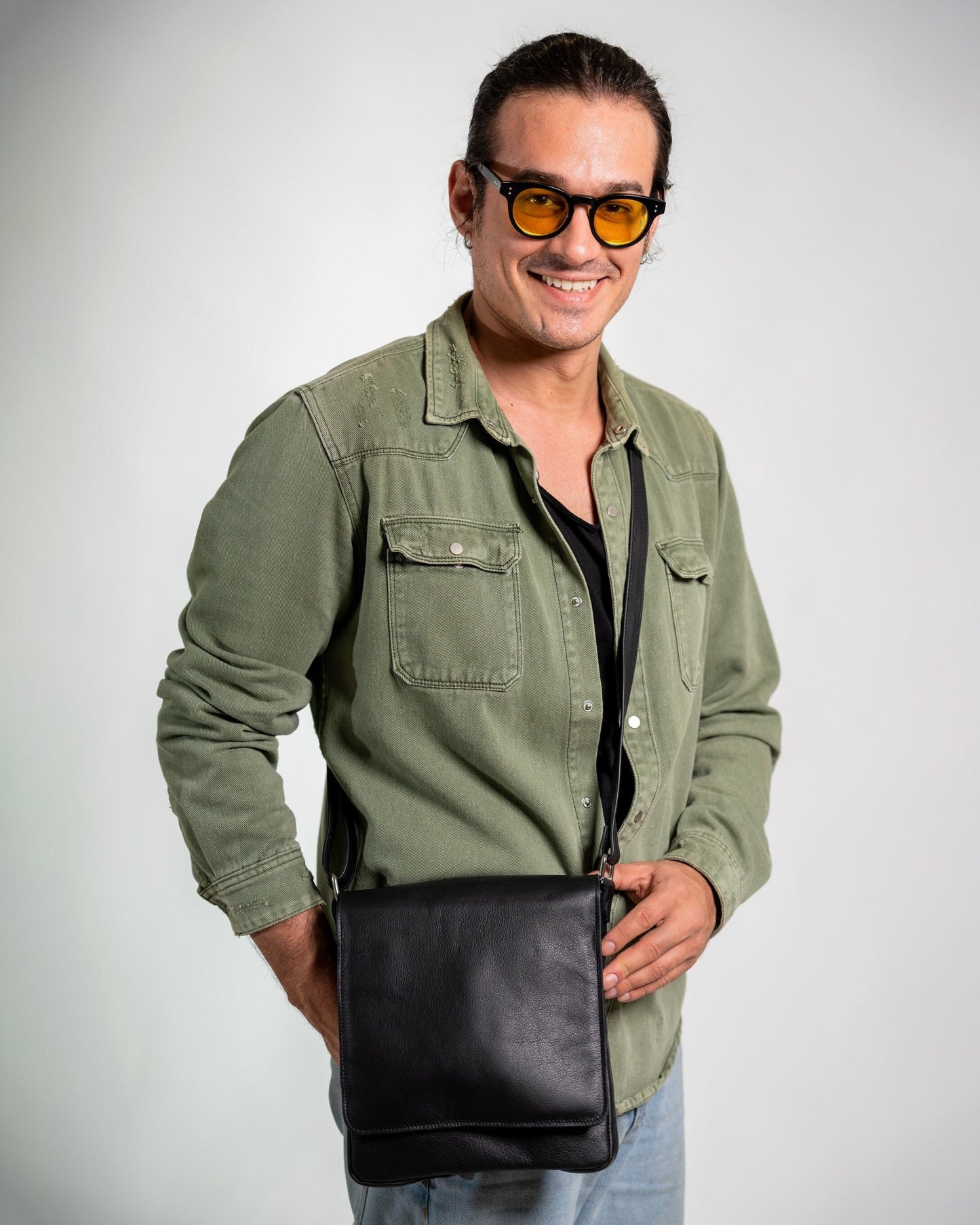 Leather Crossbody Bag Men Herodotus