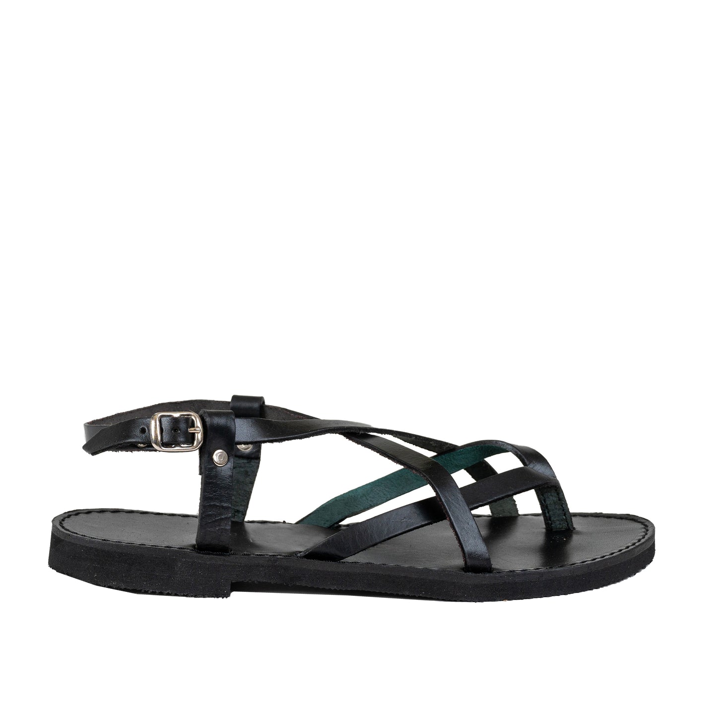 Griechische Sandalen Damen Leder, minimalistische Leder-Riemchensandalen flach, Slingback-Ledersandalen für Frauen