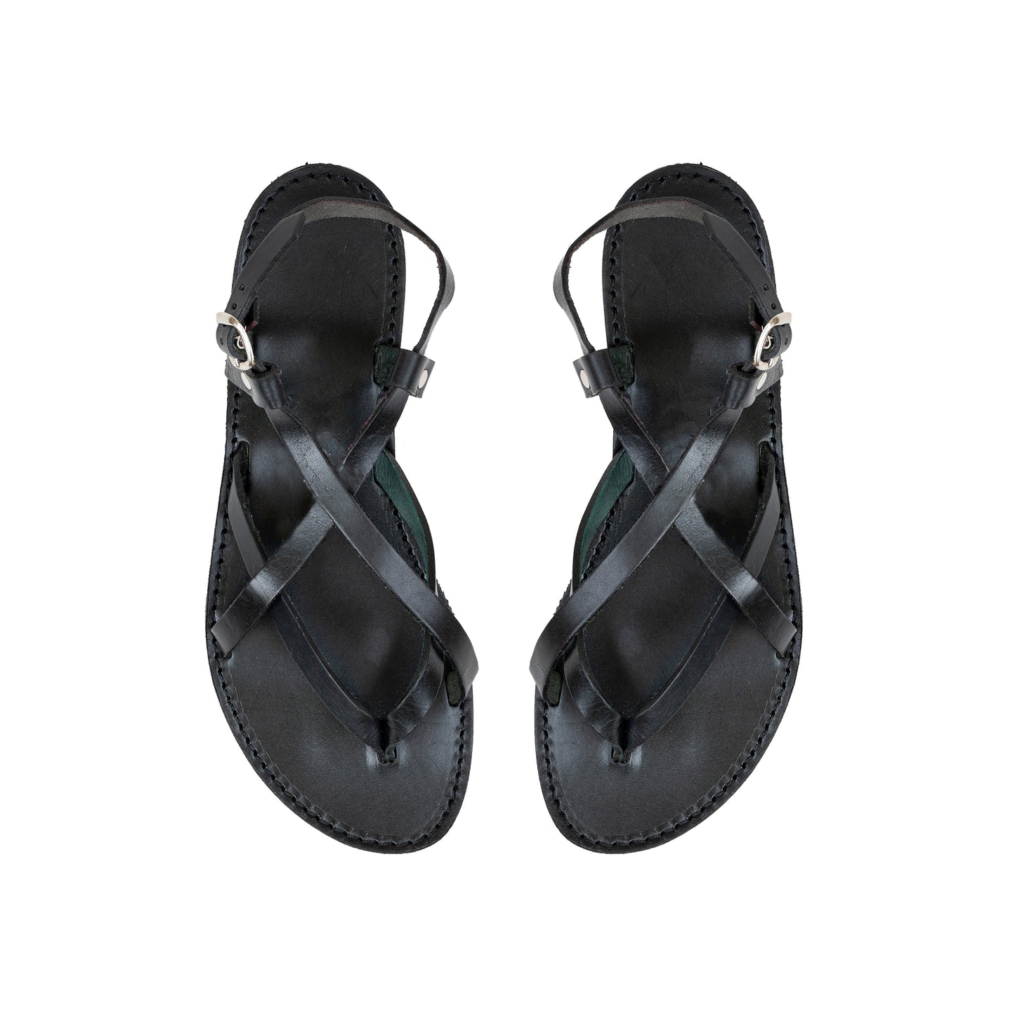 Griechische Sandalen Damen Leder, minimalistische Leder-Riemchensandalen flach, Slingback-Ledersandalen für Frauen