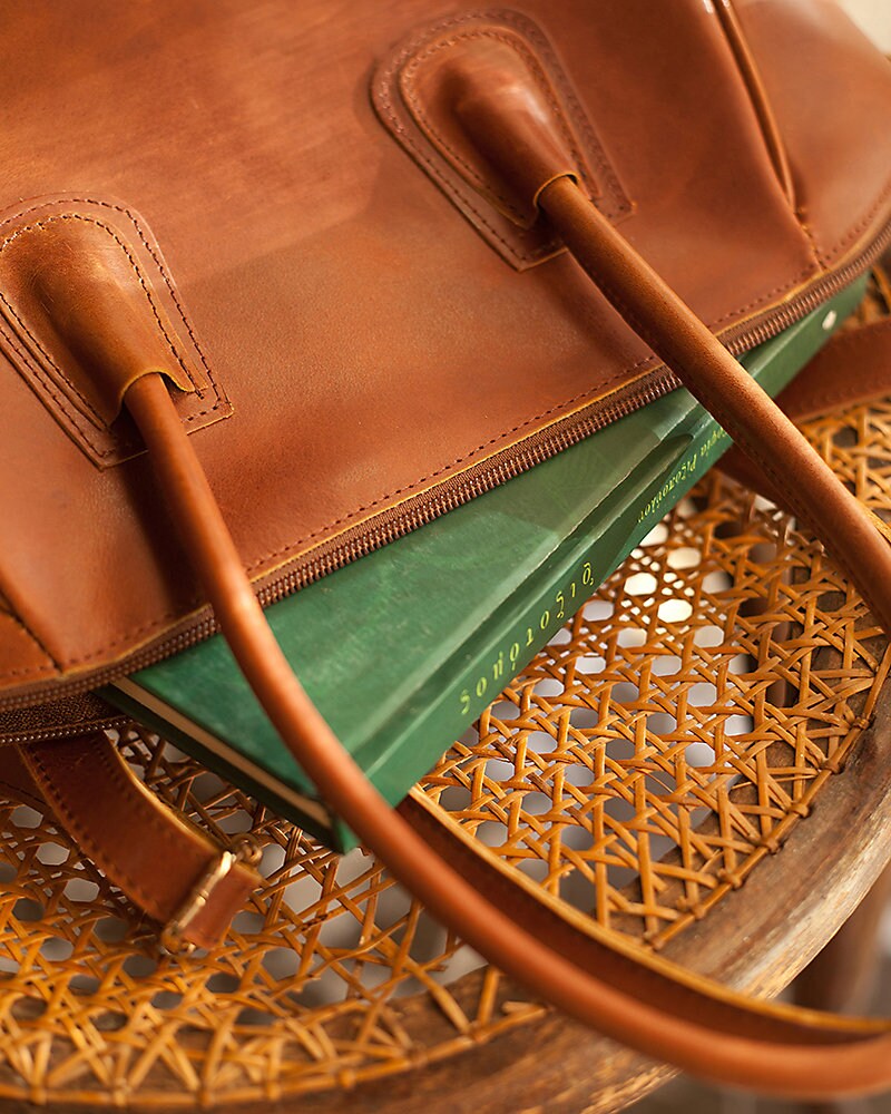 Large leather tote bag for women zipper, full-grain wax leather purse brown, leather crossbody teacher tote