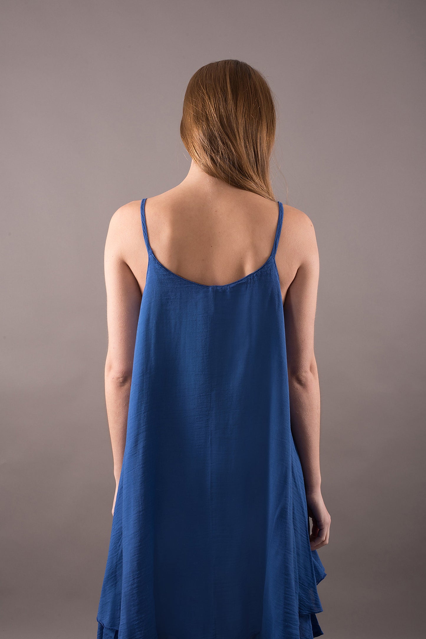 Women's spaghetti strap top dress, Gauze sundress, Summer cotton dress, Backless dress, Asymmetric dress
