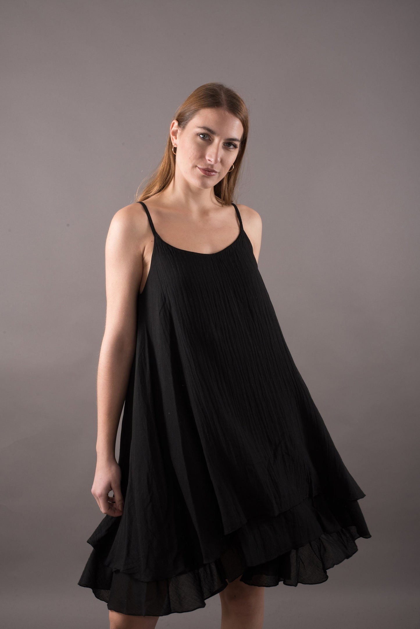 Women's spaghetti strap top dress, Gauze sundress, Summer cotton dress, Backless dress, Asymmetric dress