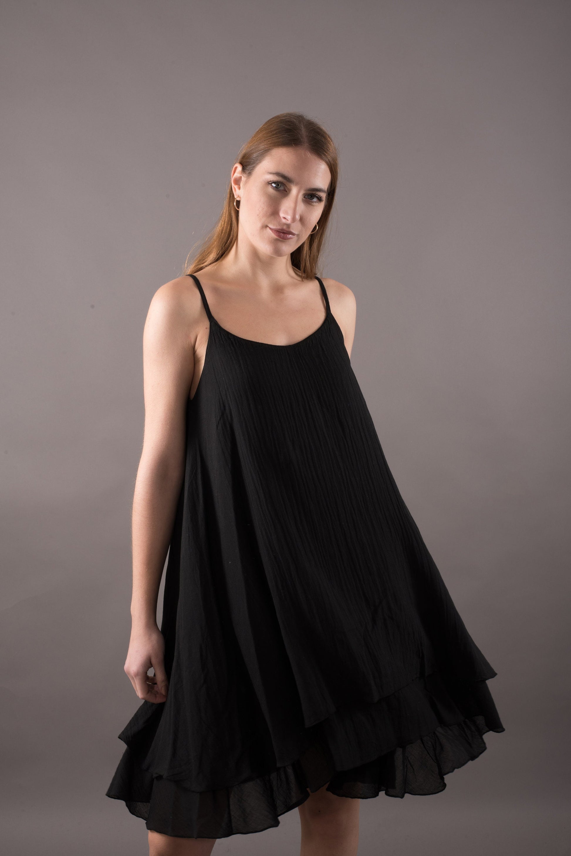 Women's spaghetti strap top dress, Gauze sundress, Summer cotton dress, Backless dress, Asymmetric dress