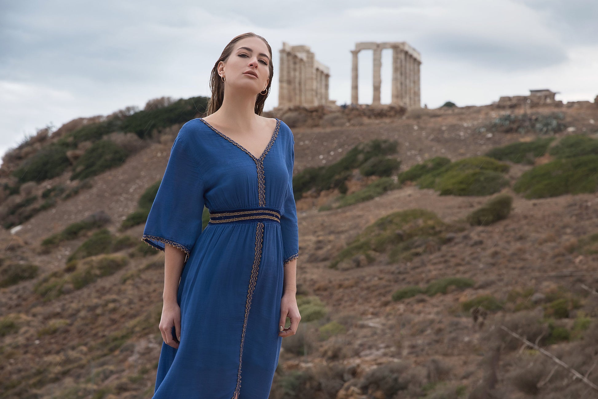 Soft cotton kaftan dress, boho maxi dress, cotton tunic, natural fabric, baumwollkleider