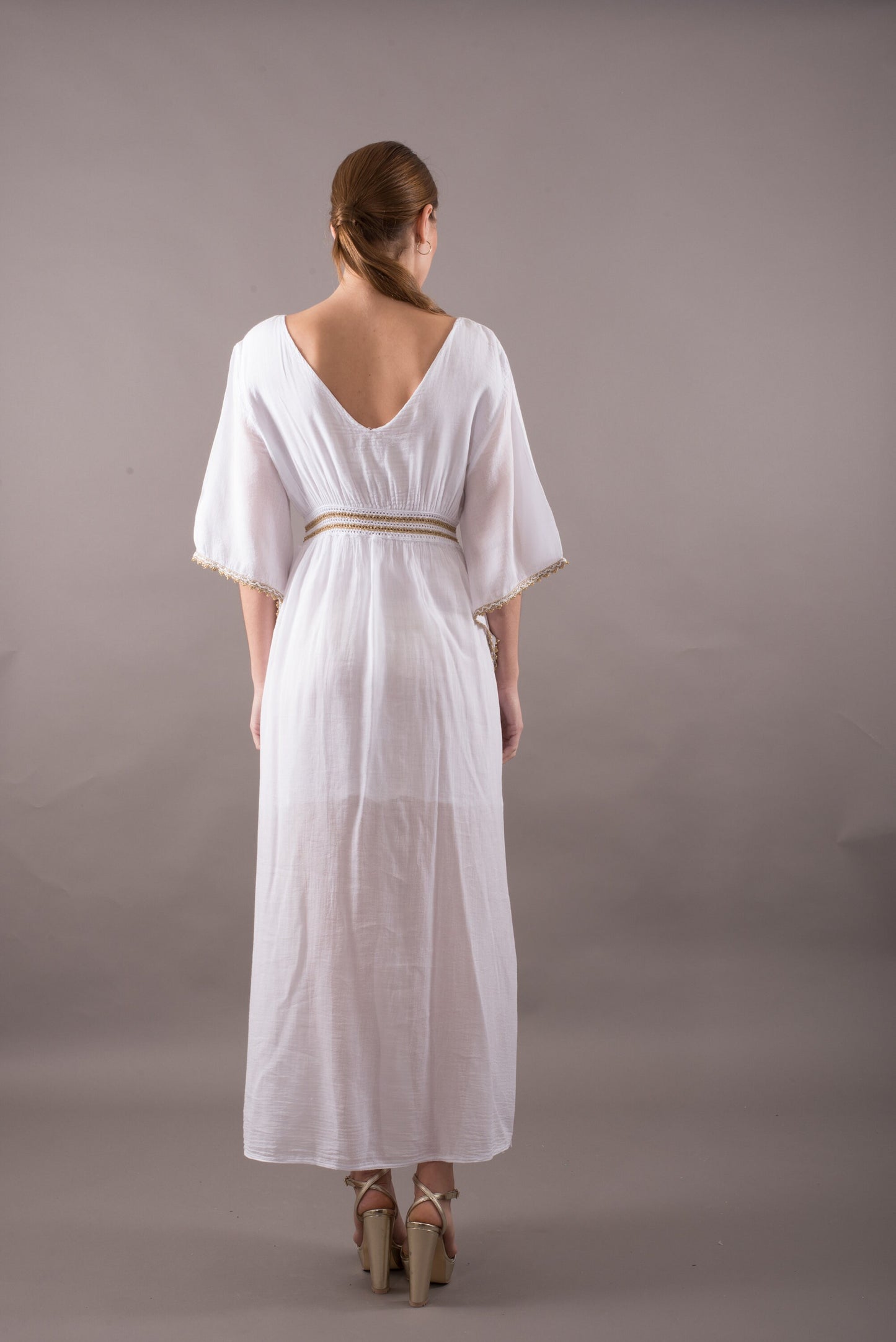 Soft cotton kaftan dress, boho maxi dress, cotton tunic, natural fabric, baumwollkleider