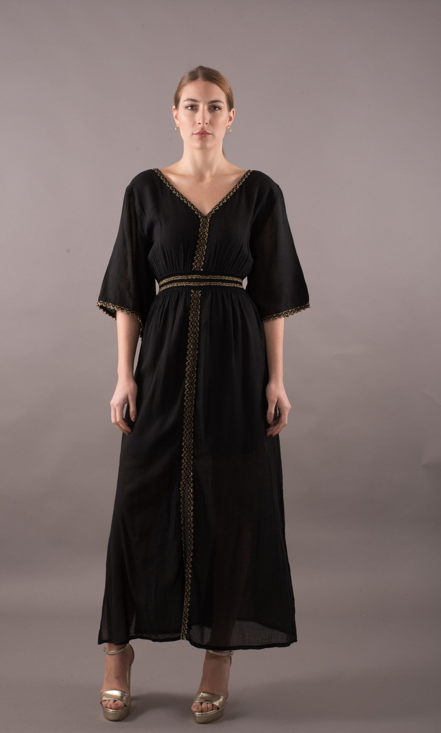 Soft cotton kaftan dress, boho maxi dress, cotton tunic, natural fabric, baumwollkleider