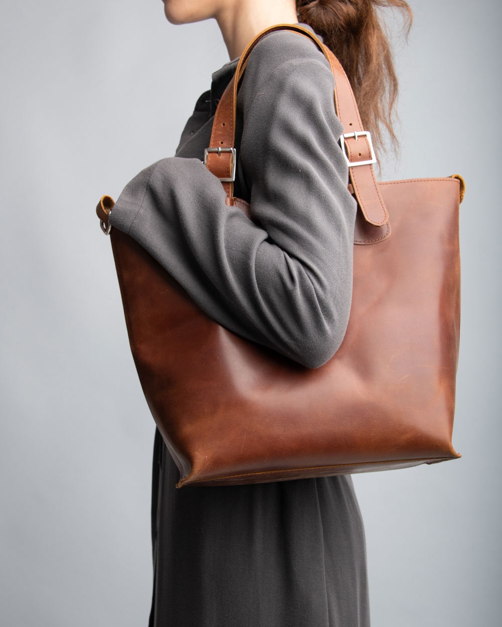 Soft leather tote with zipper online