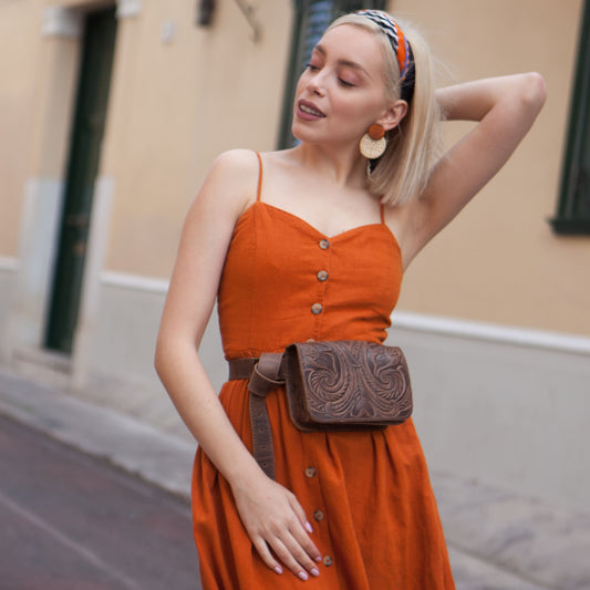 Tooled leather fanny packs for women, belt bag, tooled leather, bum bag, hip bag, fanny pack vintage, gurteltasche leder, sac en cuir