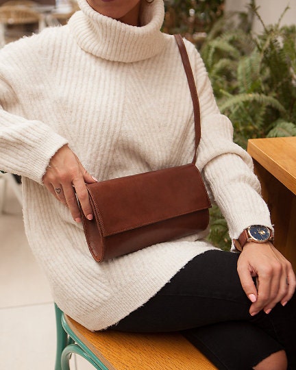 Crossbody bags for women, envelope wallet, gold chain black purse, vintage bag, leather handbags, small leather bag, leather clutch