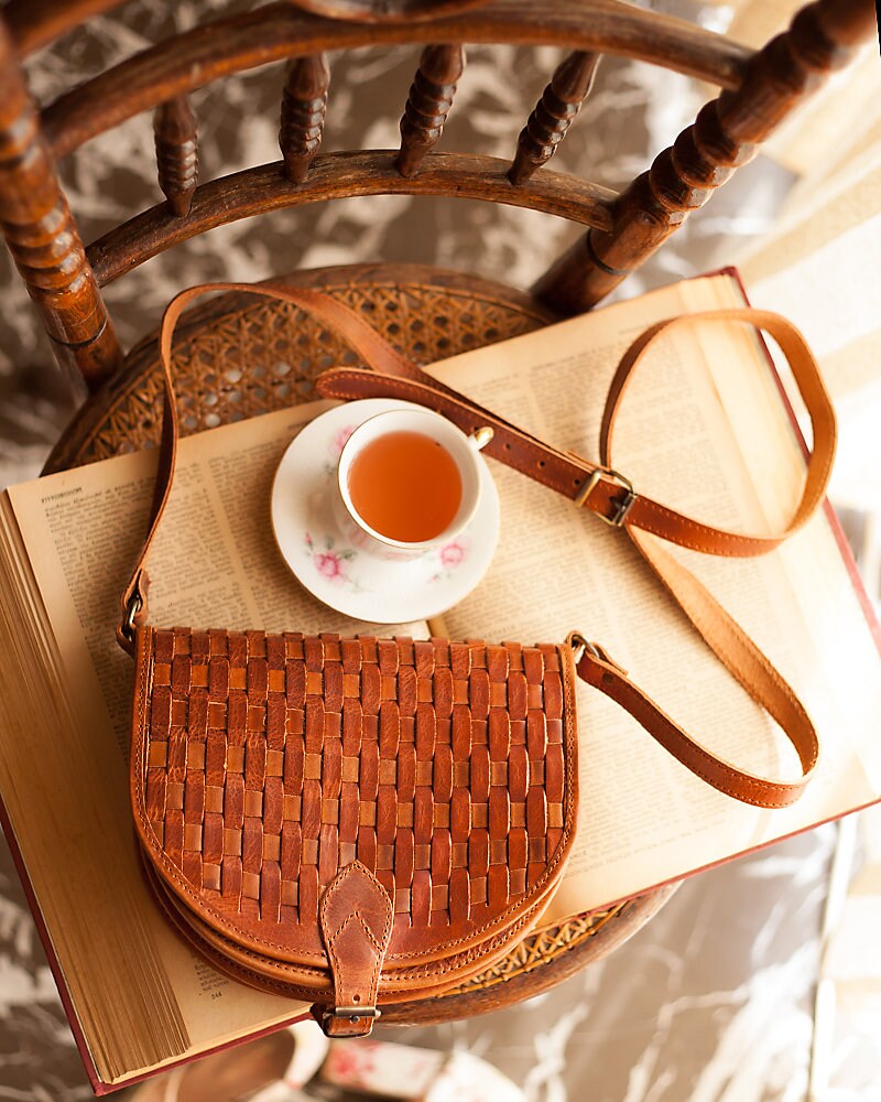 Brown leather saddle bag for women, Vintage saddle bag purse, Crossbody leather saddle bag handmade