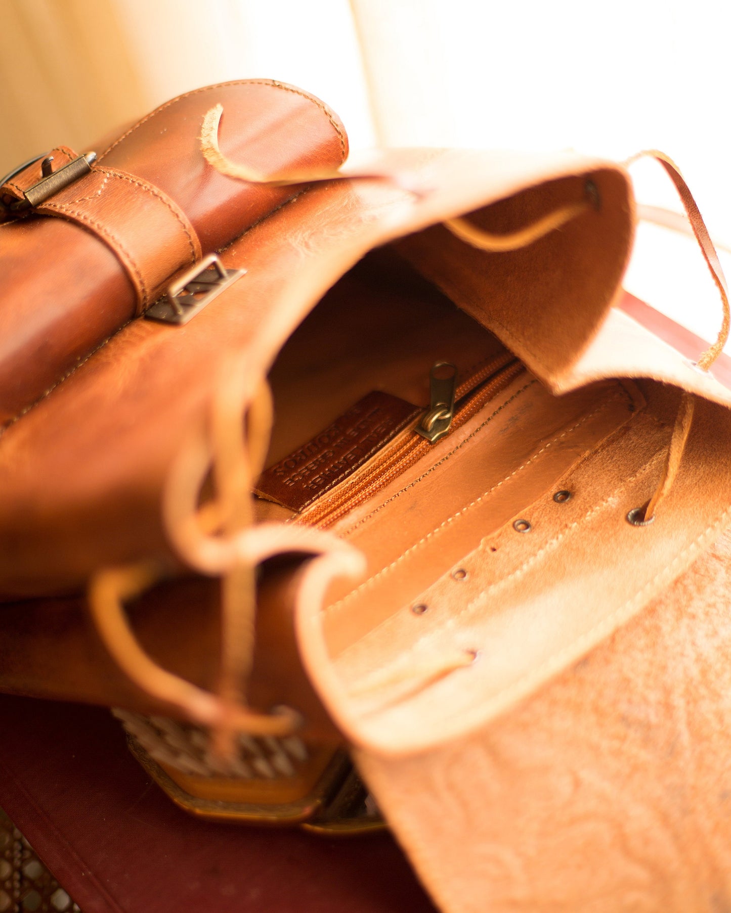 Women's Tooled Full Grain Boho Leather Backpack, Vintage leather backpack , Rucksack Damen, Sac à dos cuir femme