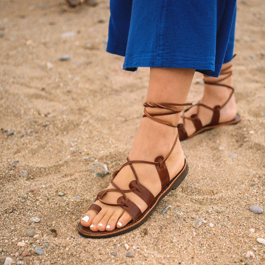 Gladiator leather women Greek sandals, tan colour lace up Greek goddess sandals,handmade genuine leather
