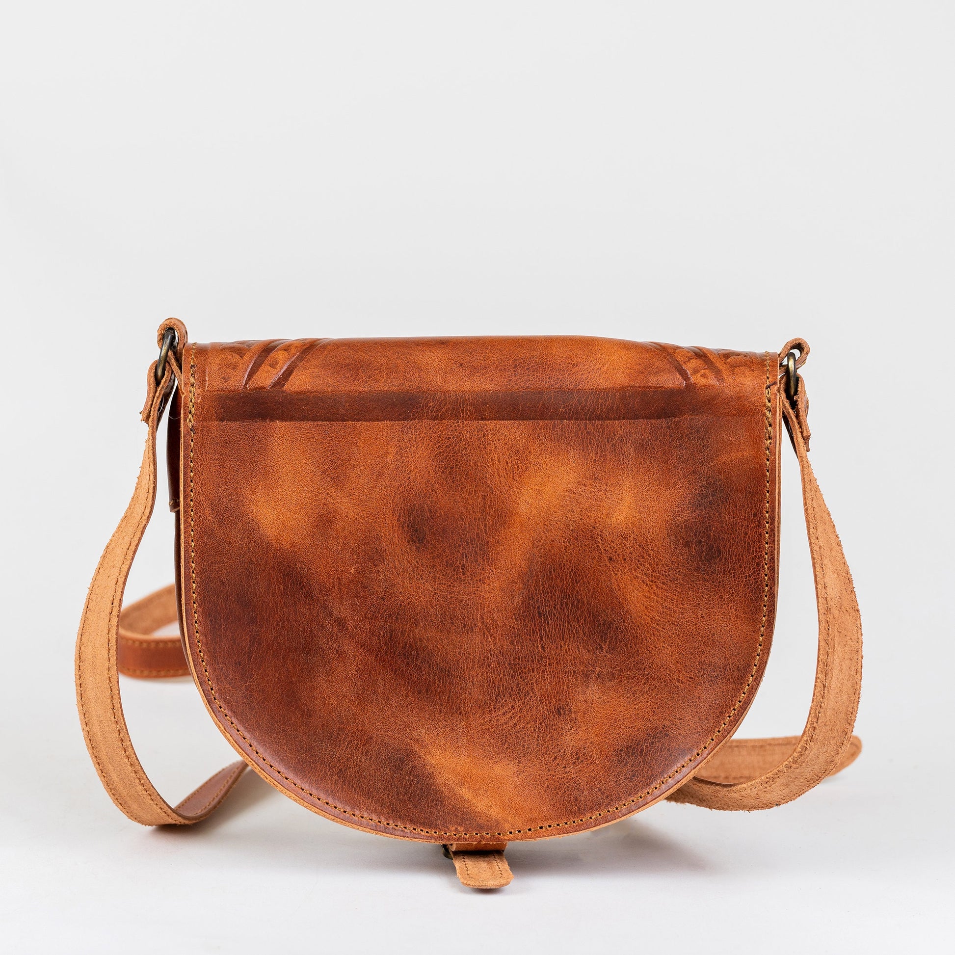 Leather crossbody bag for women, rustic saddle leather bag, tooled leather purse, umhängetasche, sac en cuir