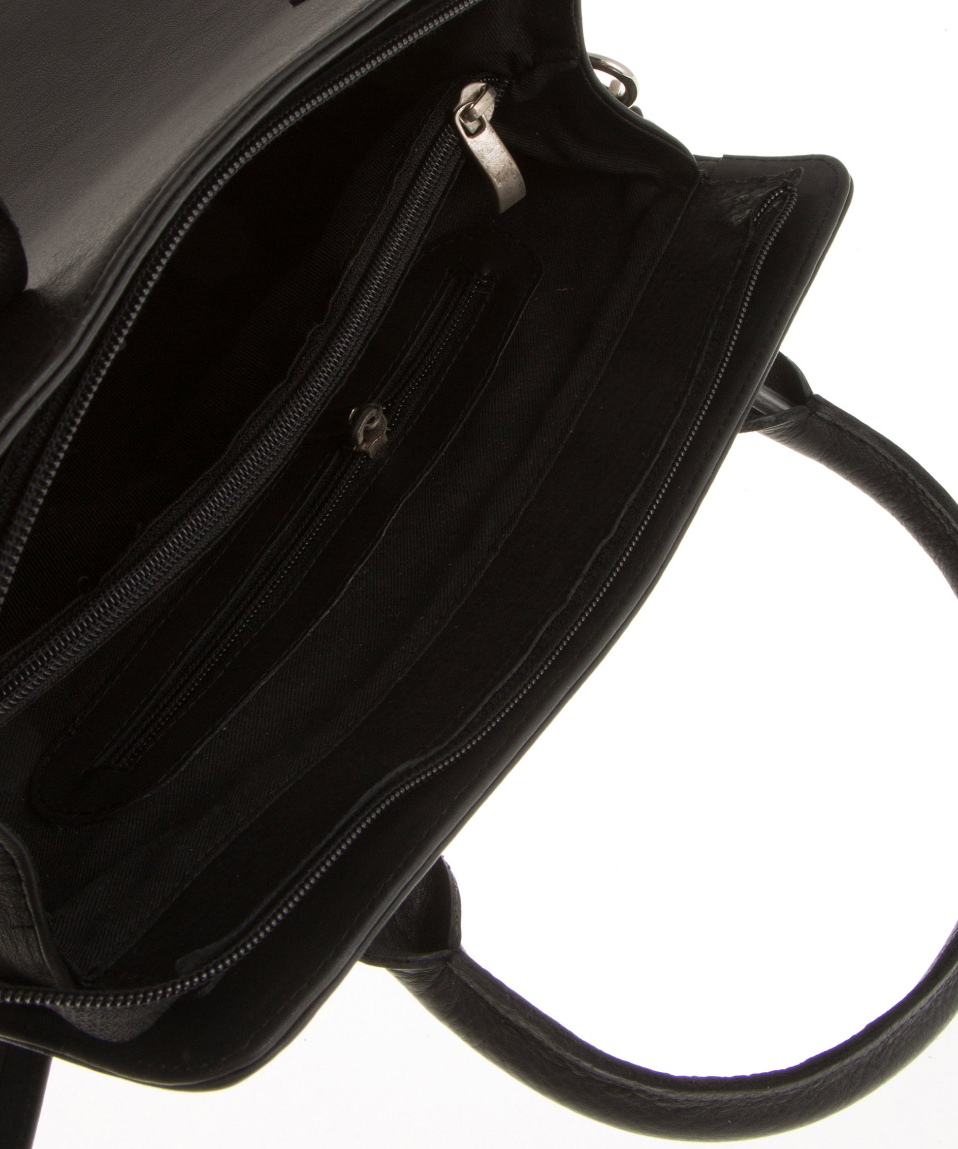Leather tote bag with zipper and adjustable strap, Small black leather handbag for women, Everyday use shoulder bag