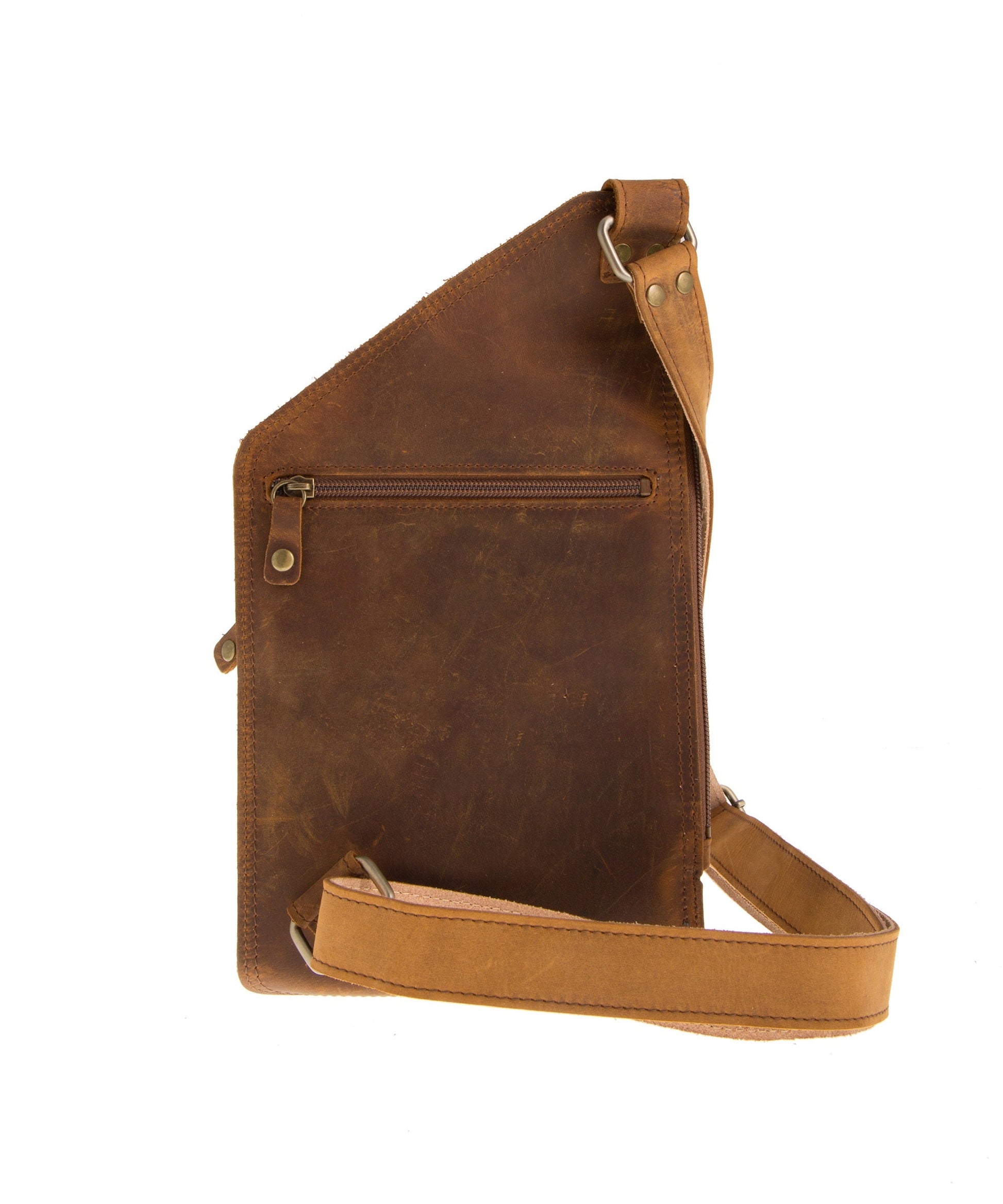 Mens leather chest bag, Sling leather crossbody bag, Distressed leather shoulder bag men, Ledertasche herren