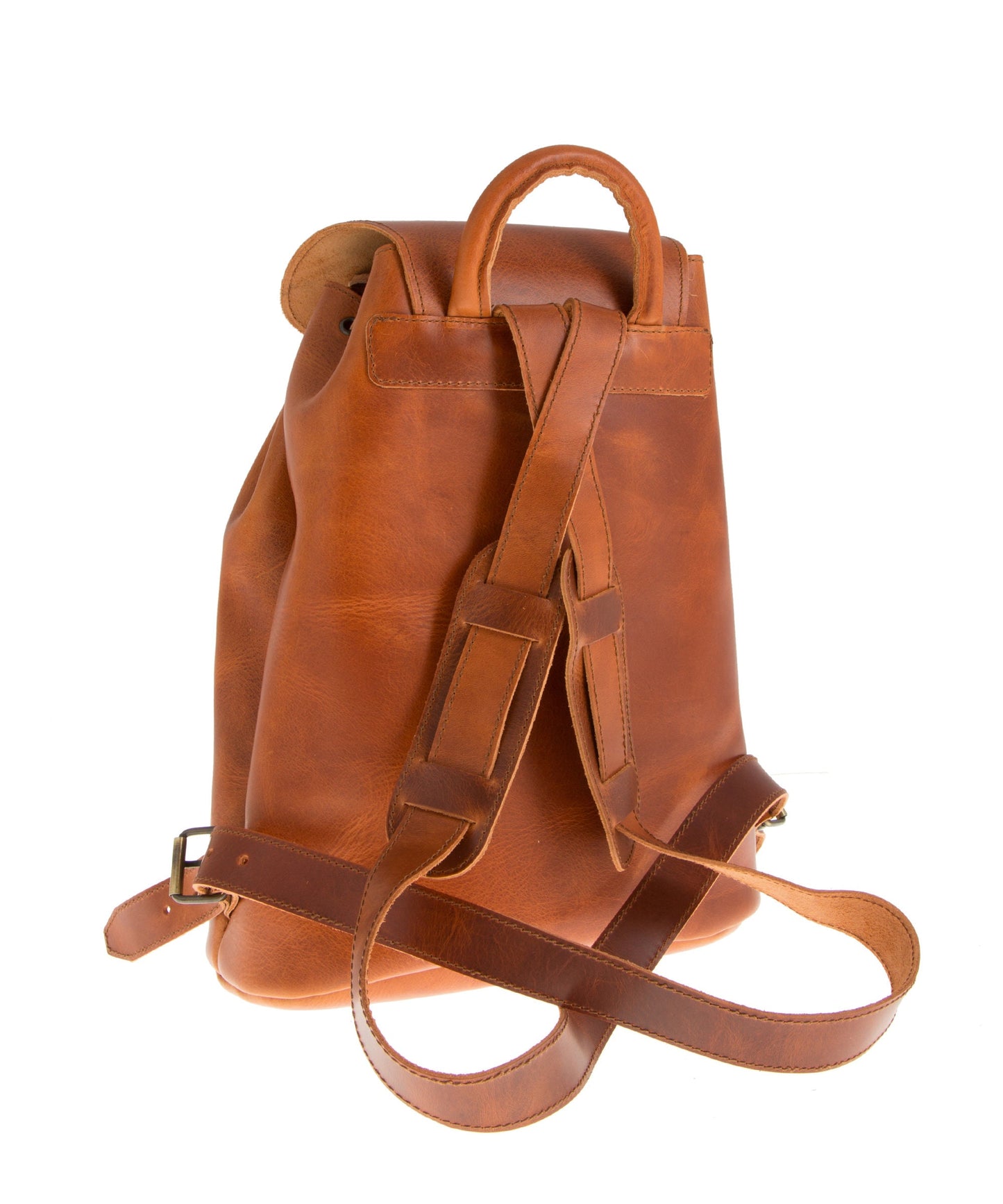 Men's full grain boho leather backpack, Minimalist leather satchel backpack, Large leather travel backpack,