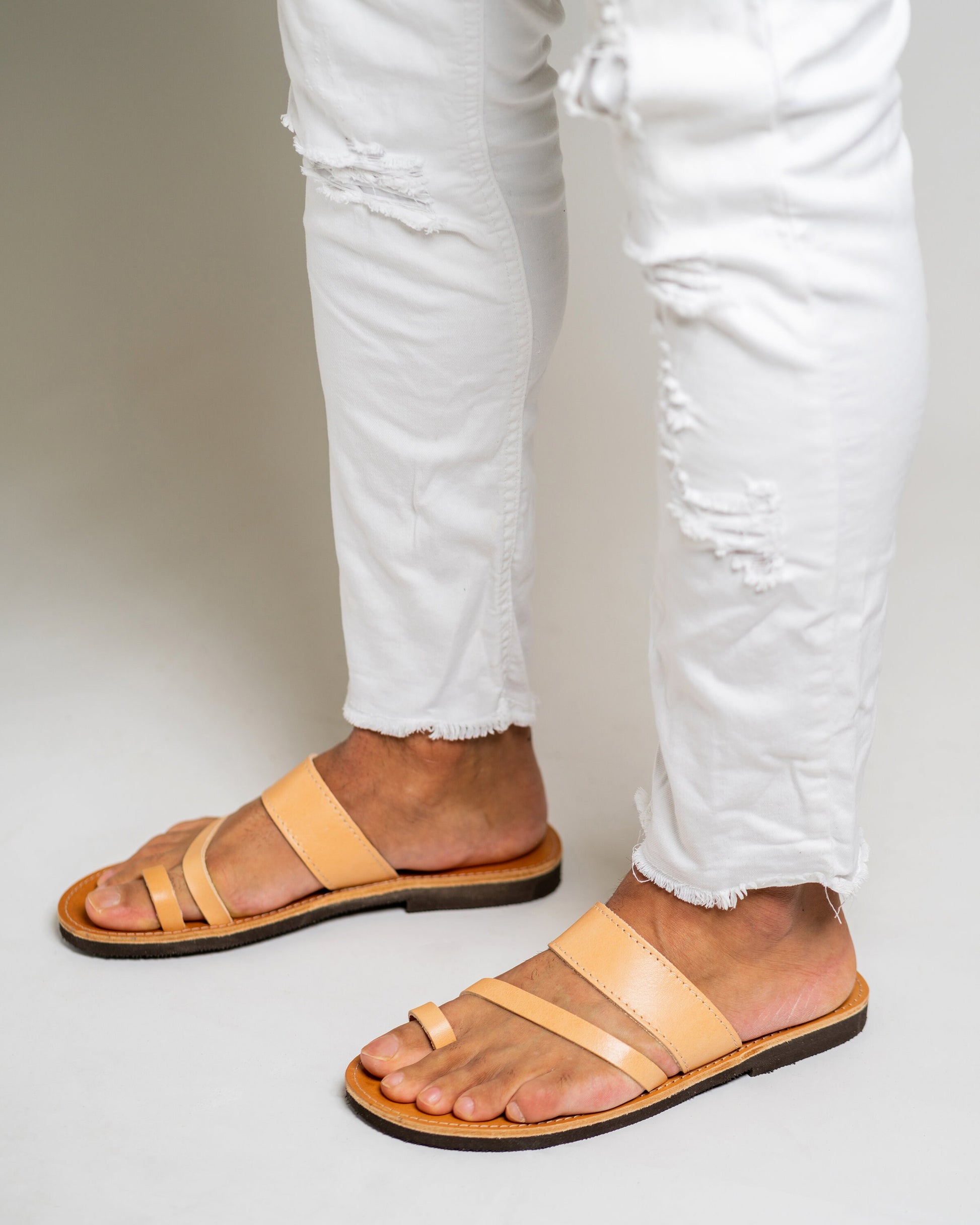 Brown leather sandals, Greek mens leather sandals, Toe ring summer leather sandals, sandalen damen, Summer shoes men