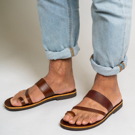 Brown leather sandals, Greek mens leather sandals, Toe ring summer leather sandals, sandalen damen, Summer shoes men