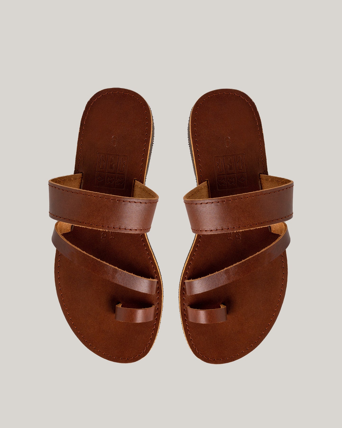 Brown leather sandals women, Toe ring leather sandals, Roman sandals, Flat leather sandals, Calf leather, Barefoot sandals