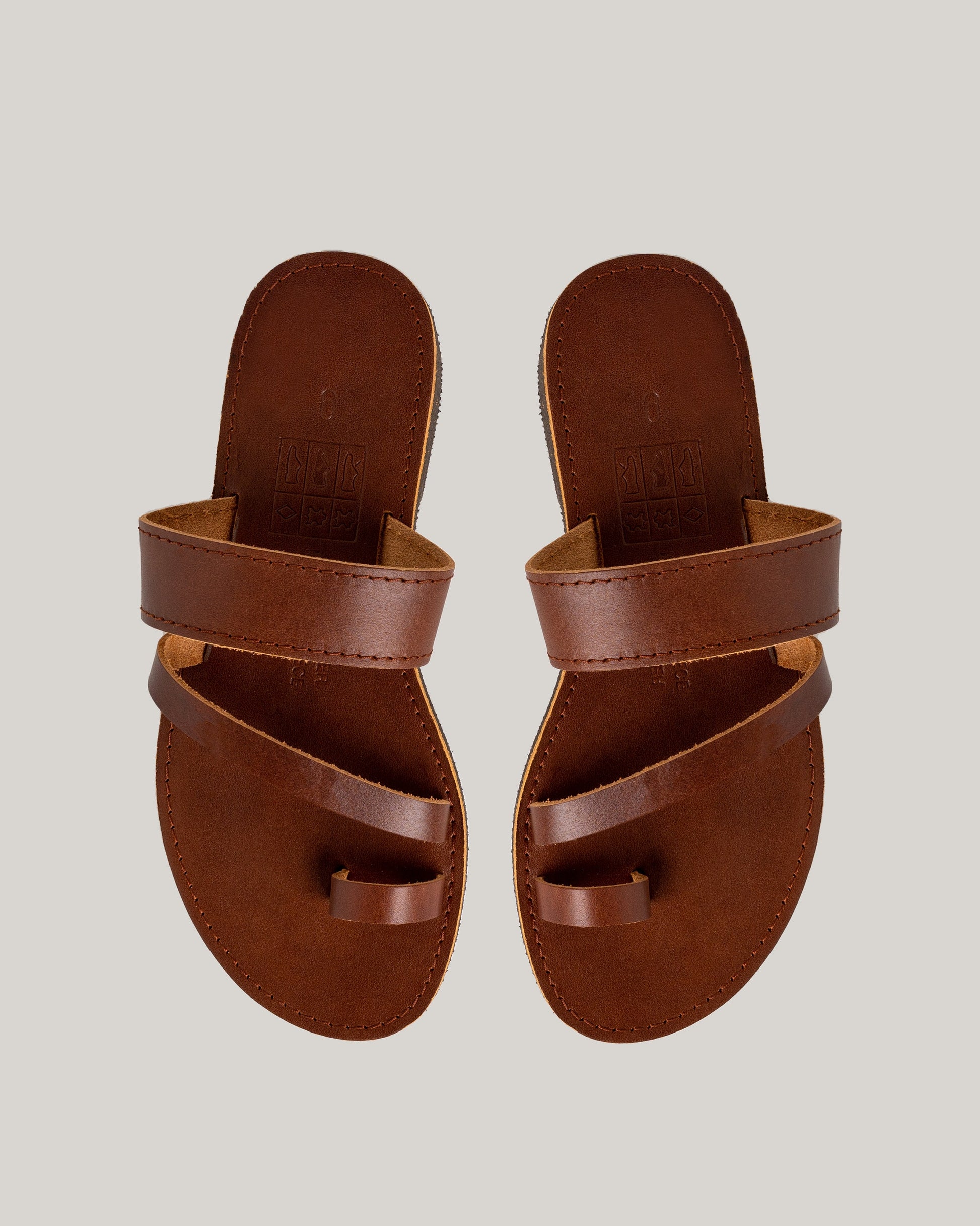Brown leather sandals women, Toe ring leather sandals, Roman sandals, Flat leather sandals, Calf leather, Barefoot sandals