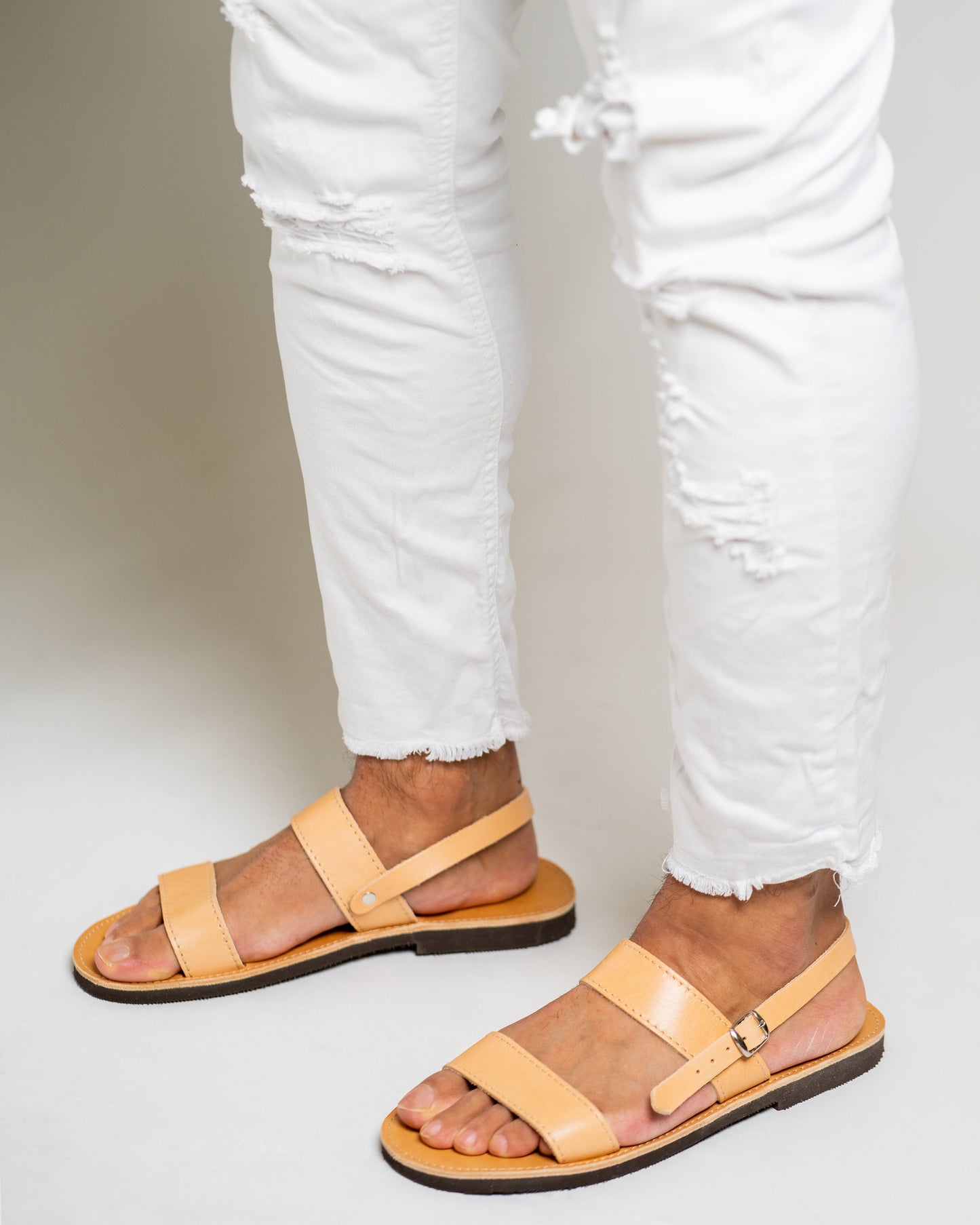 Μens leather sandals, Greek leather sandals, Brown strappy sandals, Flat mens leather sandals