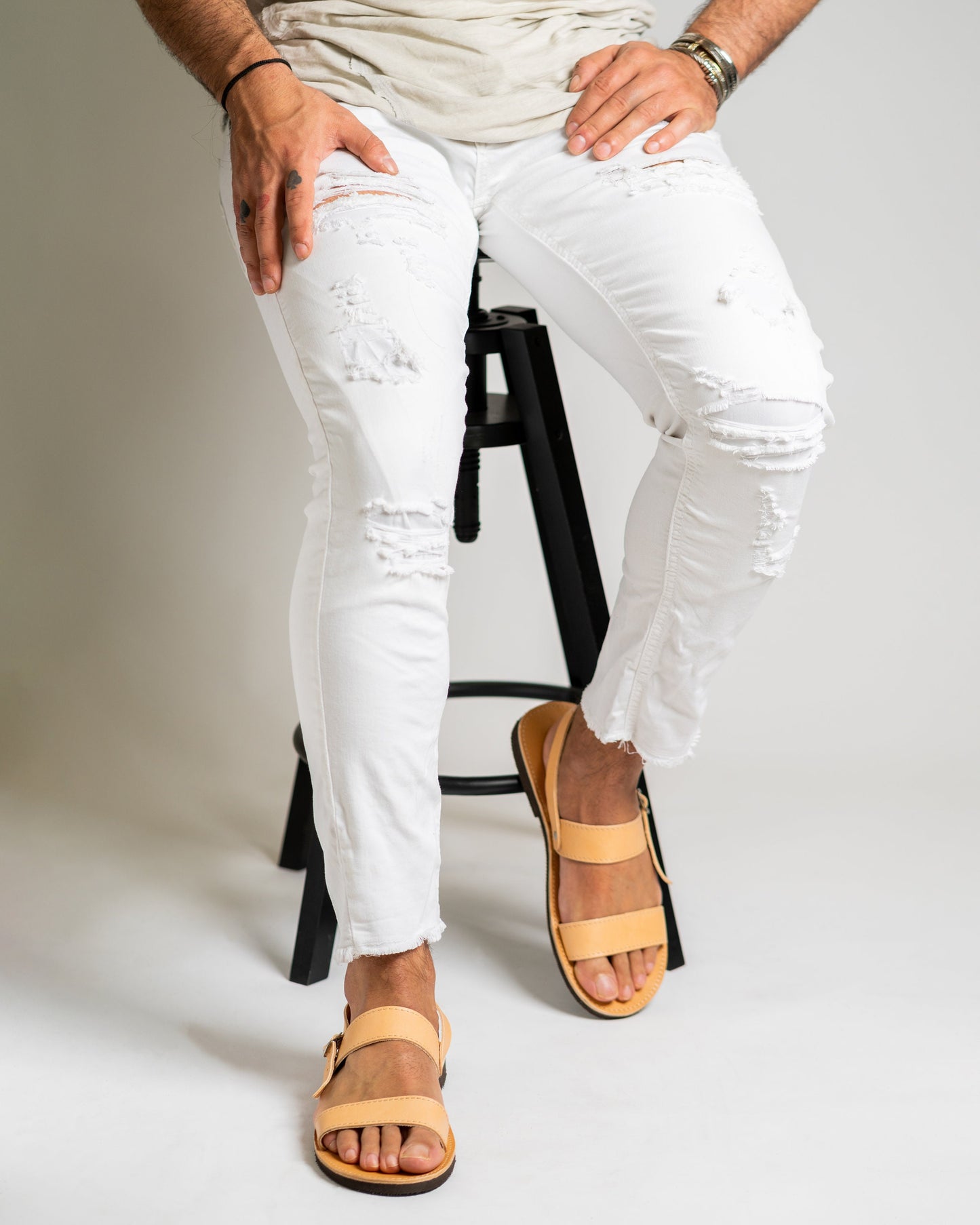 Μens leather sandals, Greek leather sandals, Brown strappy sandals, Flat mens leather sandals