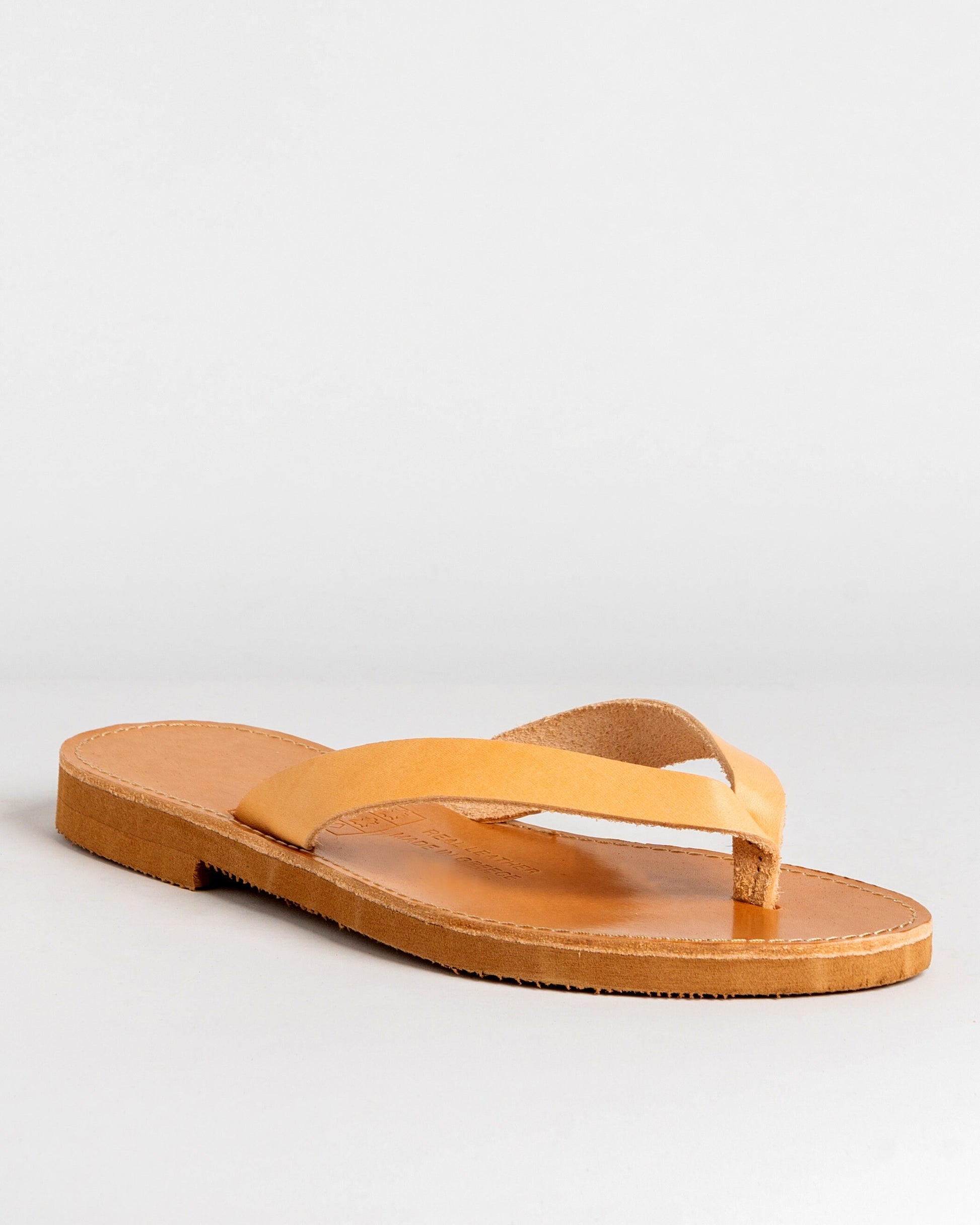 Natural leather flip flop womens sandals, Minimalist Greek leather sandals, Flat classic calf leather sandals