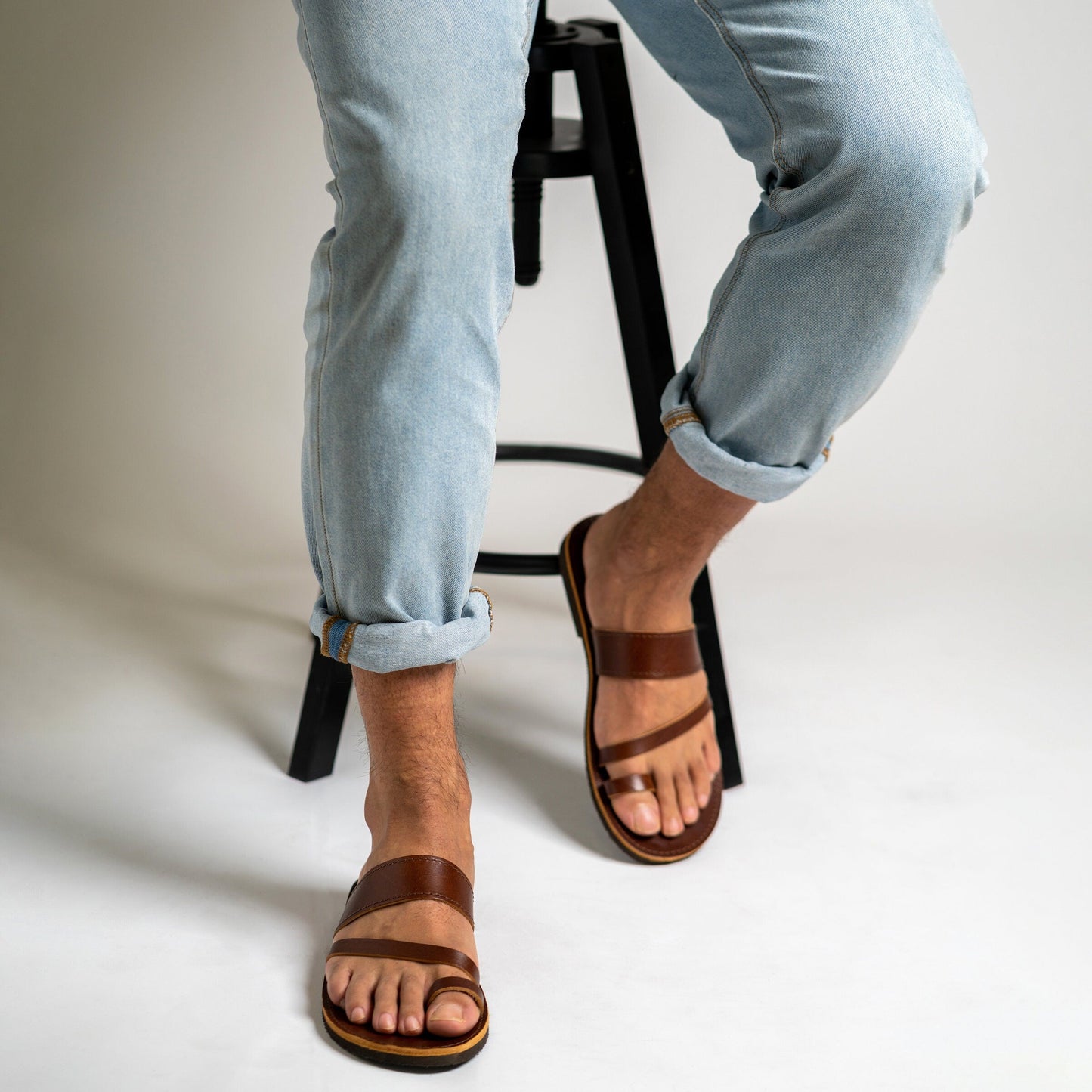 Brown leather sandals, Greek mens leather sandals, Toe ring summer leather sandals, sandalen damen, Summer shoes men