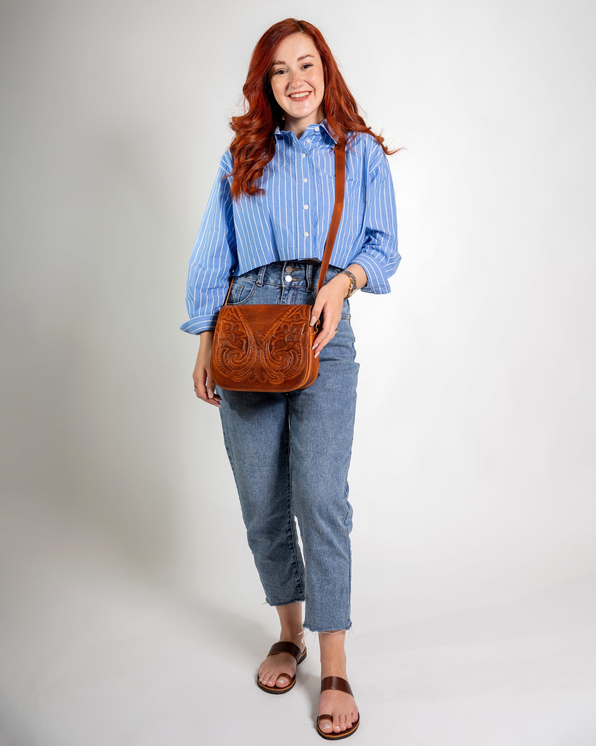 Western leather saddle bag for women, Tooled leather crossbody bag, Hand tooled leather purse, Saddle bag purse
