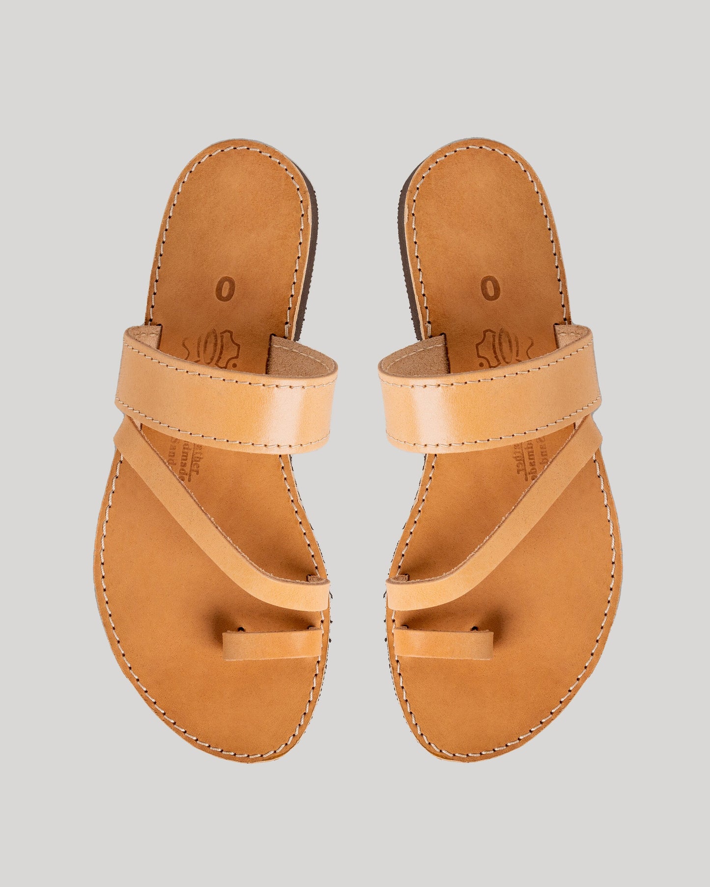 Brown leather sandals women, Toe ring leather sandals, Roman sandals, Flat leather sandals, Calf leather, Barefoot sandals