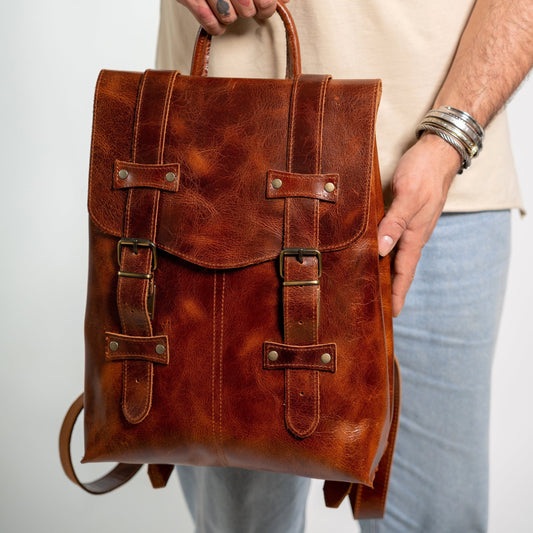 Leather backpack men, Leather rucksack, Laptop Leather backpack , Calf leather backpack