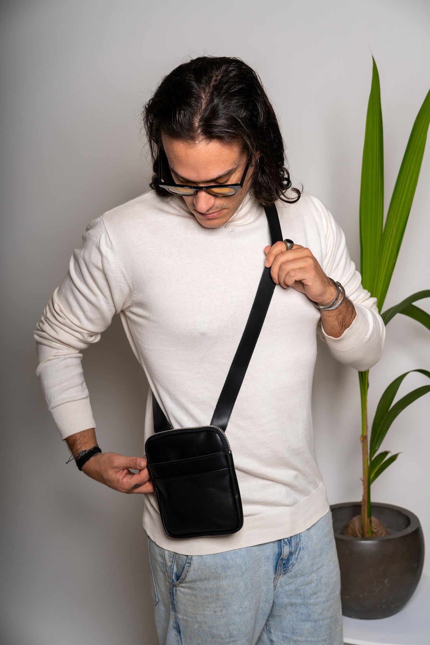 Leather Crossbody Bag Men Solon