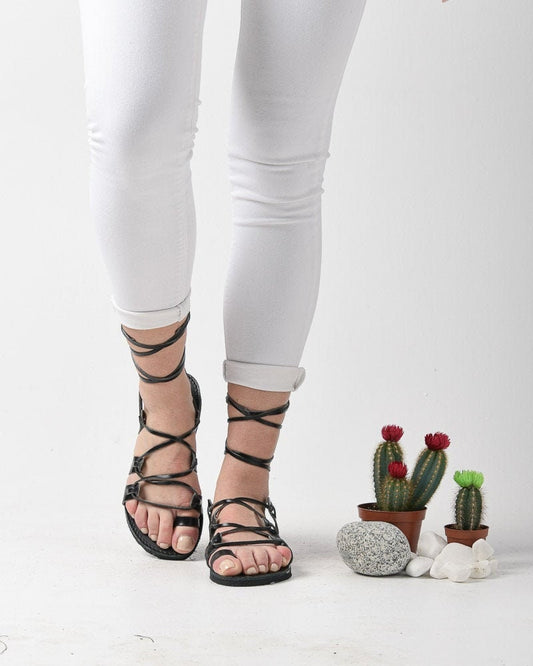 Leather sandals women, Black leather lace up gladiator sandals, Greek boho flat sandals, Sandales grecques, Sandales cuir femme