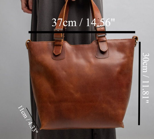 Women leather tote bag with zipper, Soft leather large tote bag, Genuine leather aesthetic tote bag
