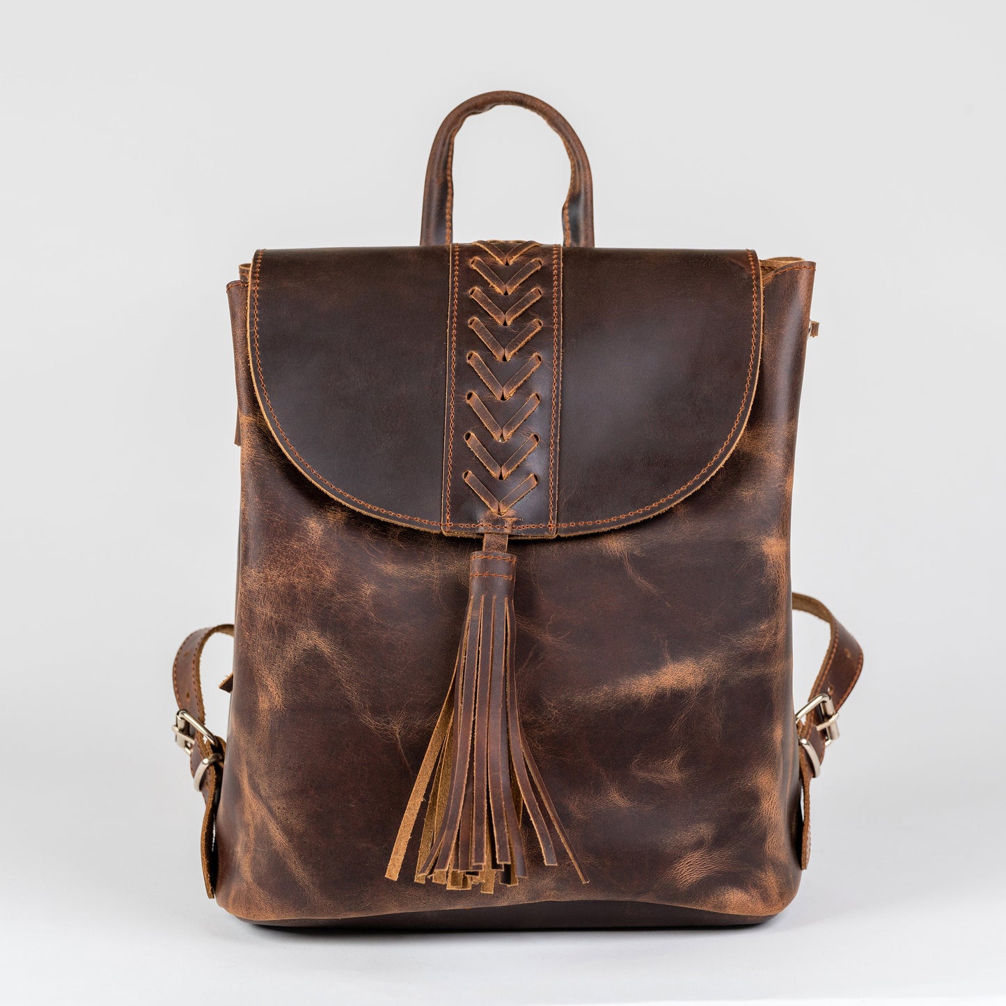 Women's Full Grain Boho Mini Leather Backpack Purse, Small Black Backpack, Women's Leather Accessories