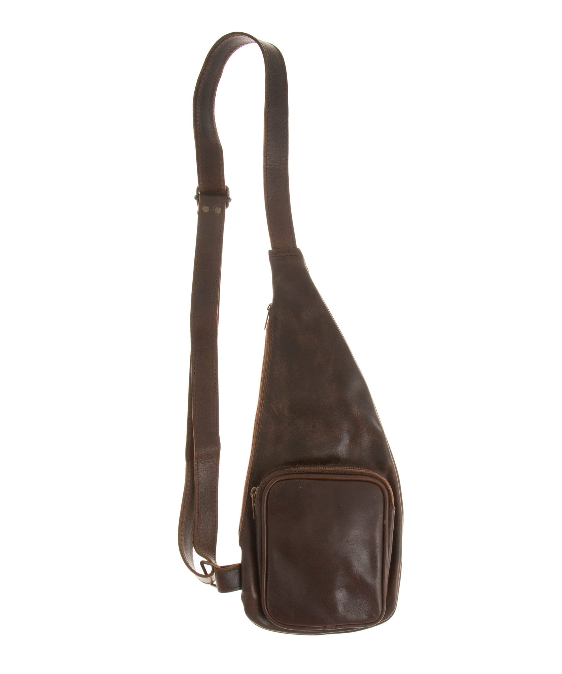 Leather chest bag men, Sling shoulder bag, Brown leather crossbody sling bag