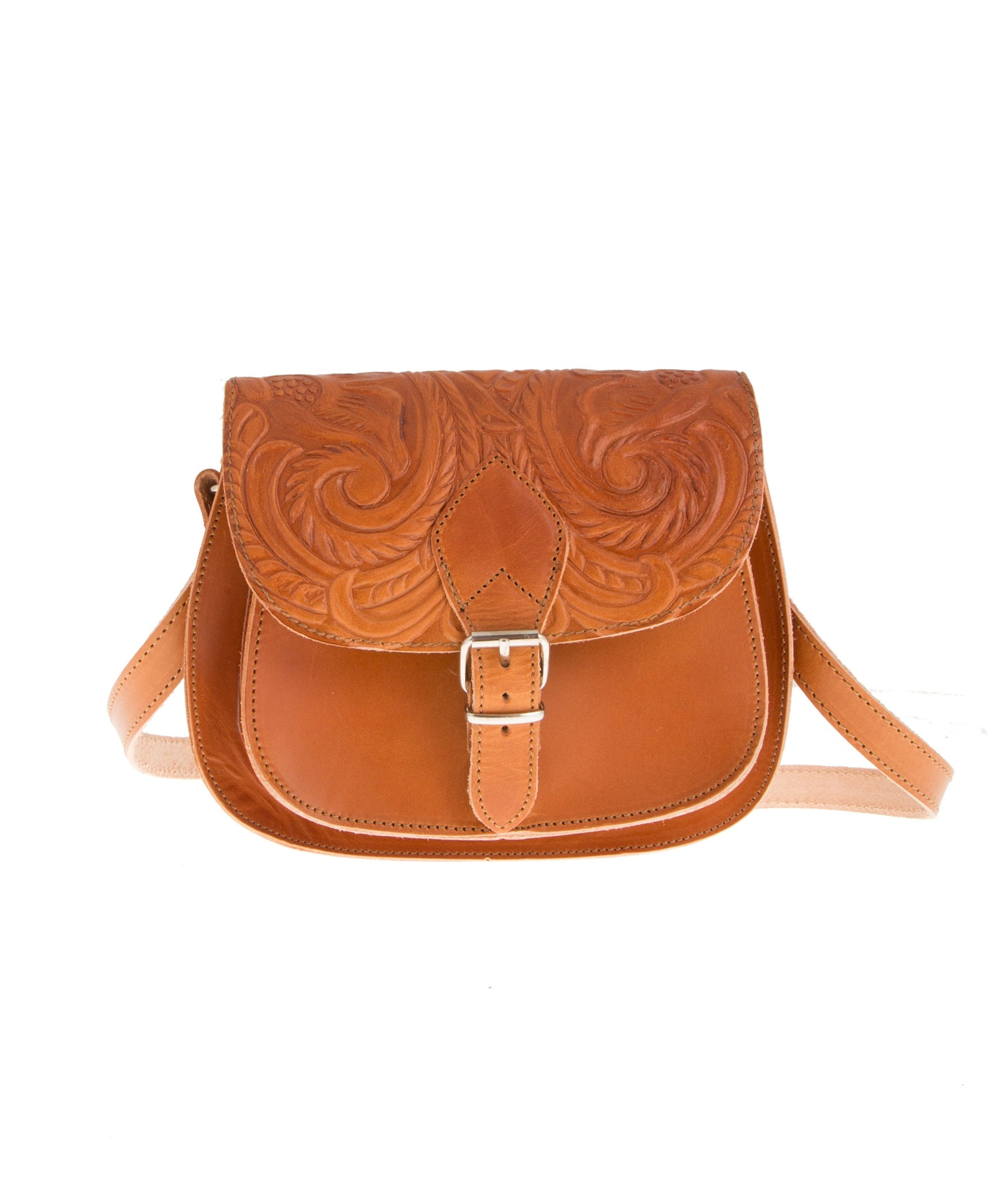 Tooled leather crossbody purse for women, Womens leather saddle bag, Women's leather accessories