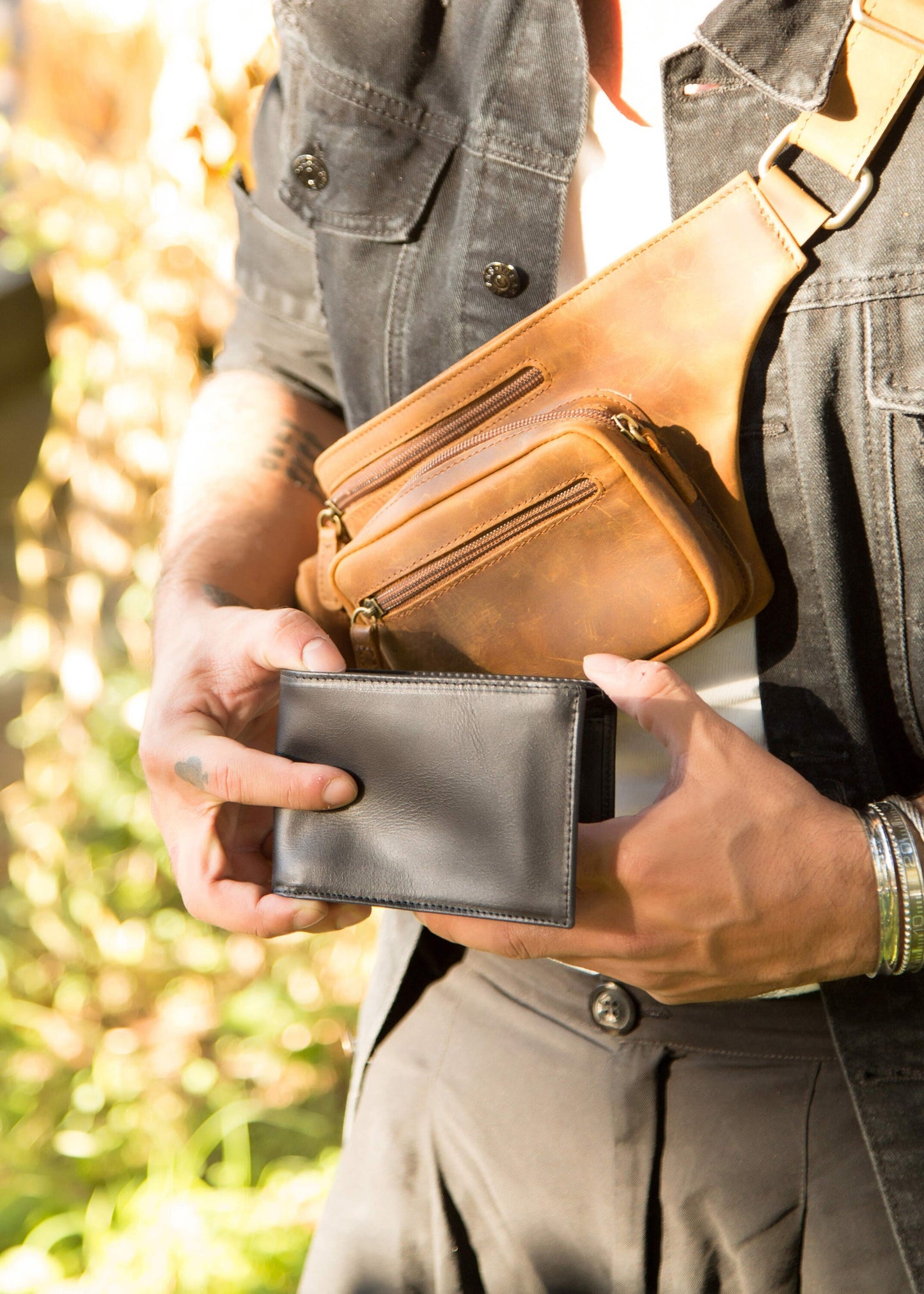 Leather wallet mens handmade, Minimalist leather wallet, Leather trifold wallet natural color, Full grain leather wallet