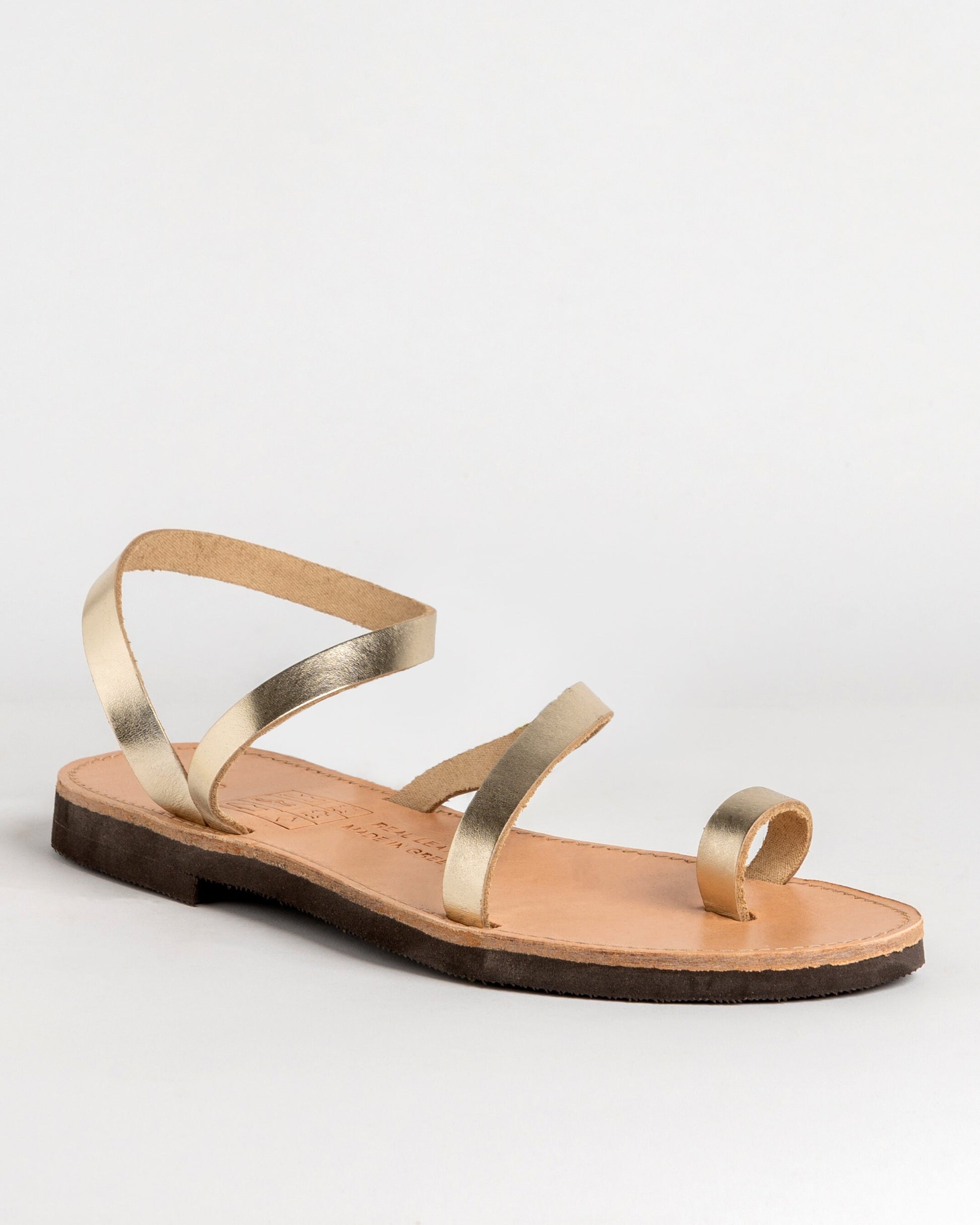 Gold Leather Flat Sandals, Womens Leather Toe ring Sandals, Strappy Leather Sandals, Sandales Grecques