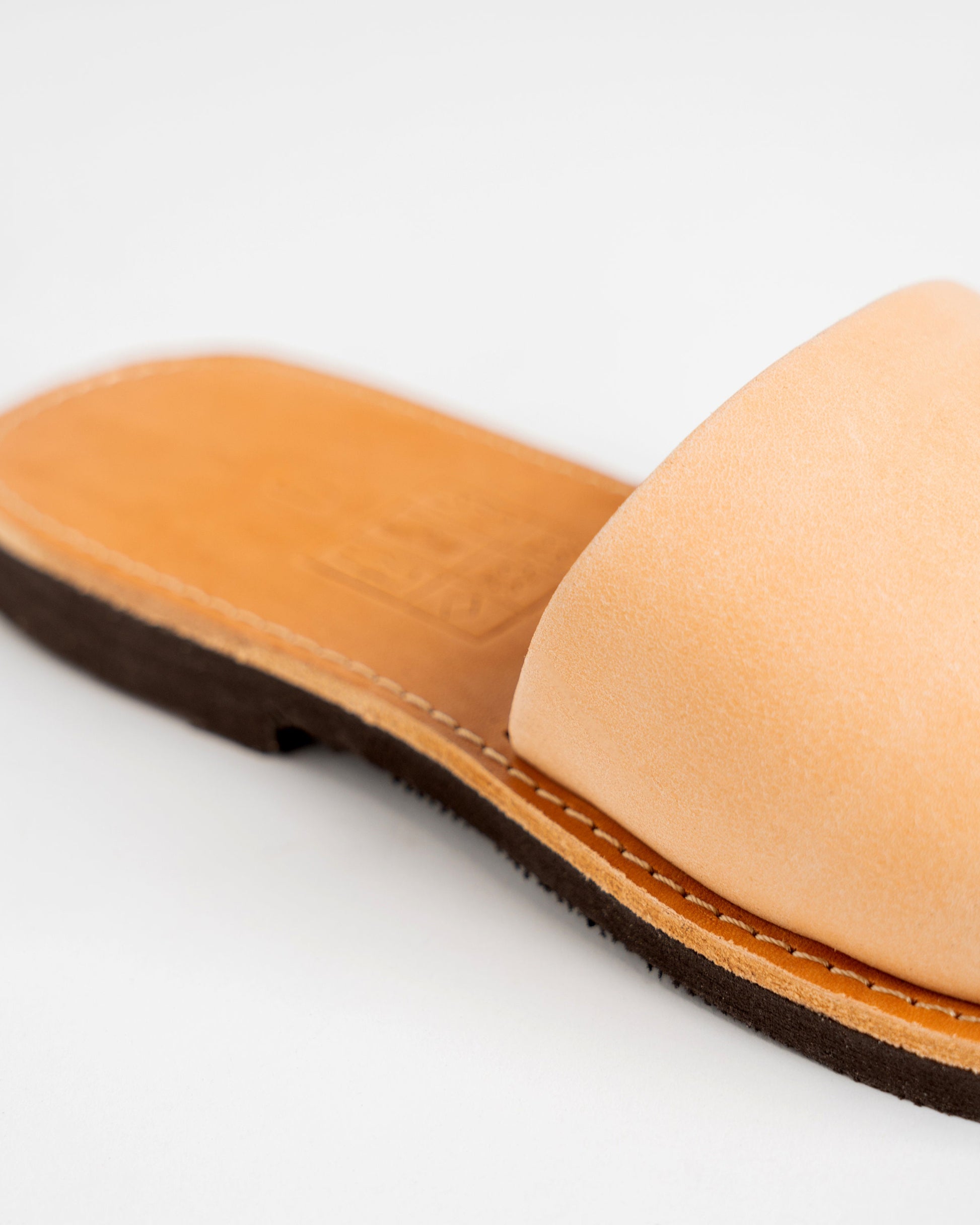 Minimalist natural leather sandals, Leather slippers women, Flat leather sandals, Womens leather slide sandals