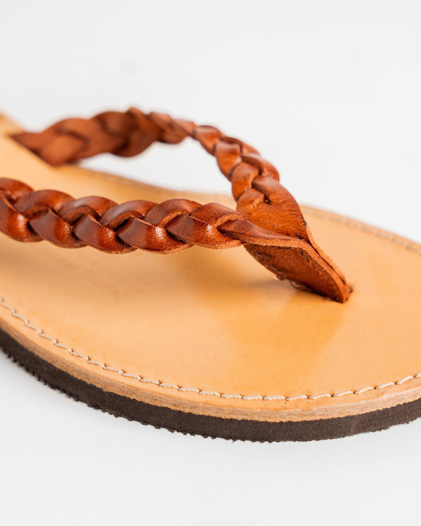 Brown leather flip flop sandals, Womens leather braided thong sandals, Handmade leather flat sandals