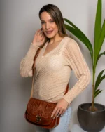 Leather Crossbody Bag Tooled Electra - Image 3