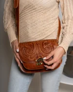 Leather Crossbody Bag Tooled Electra - Image 2