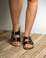 Leather Sandals Women Despoina New Black - Image 3